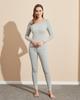 Warm Cold Weather Top and Bottom Fleece Lining Light Gray and Bottom Size (Lapasa) Innerwear, Underwear, Women's Set, [1-3. (2)_Thin (Top Set), S]