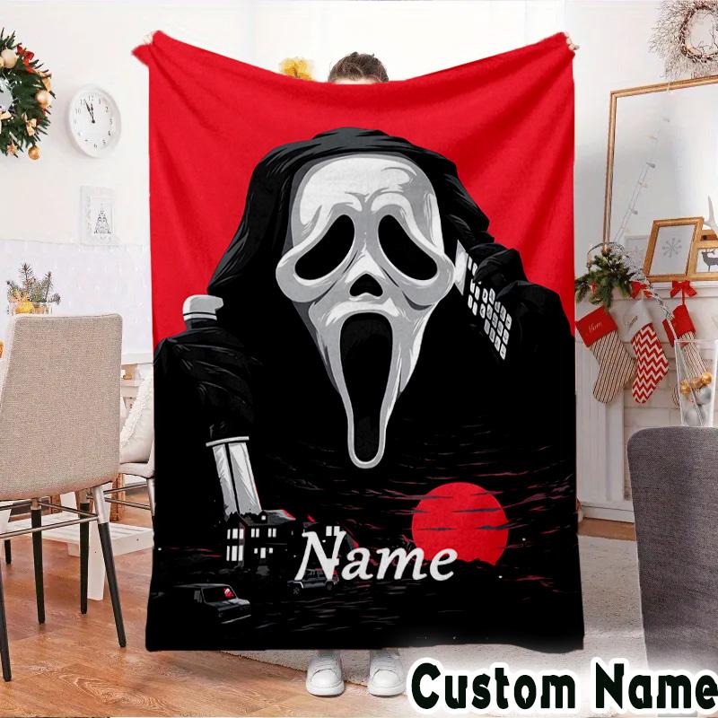 Custom NameHorror Characters Blanket Flannel Throw for Sofa, Indoor, Camping, Living Room, Office, Chair, And Bed Soft Birthday Christmas Gift