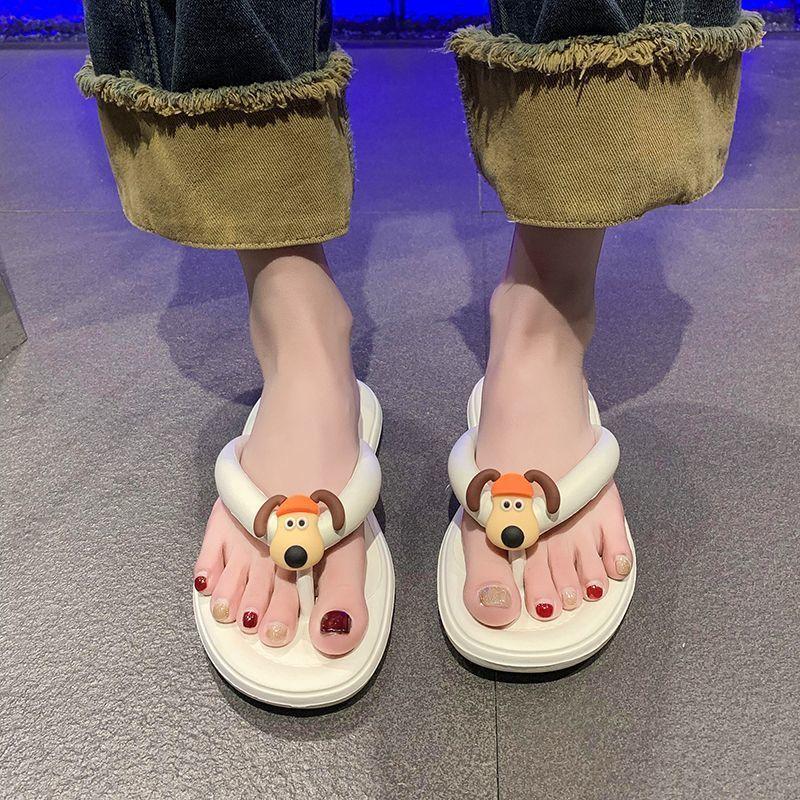 Internet Celebrity Cute Doll Versatile Non-slip Flip-flops 2025 Summer New Indoor Home Women's Soft Cute Slippers