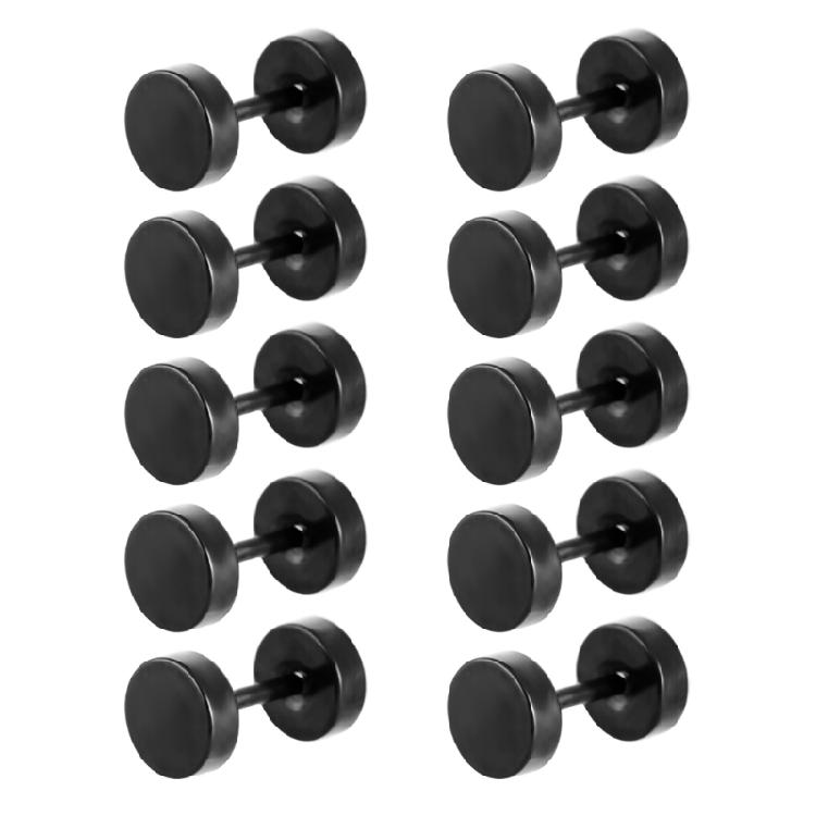 Minimalistische Barbells für Männer und Frauen, Schwarzes rundes poliertes Stahl-Schraubverschluss-Set, 10 Stück für den täglichen Gebrauch
