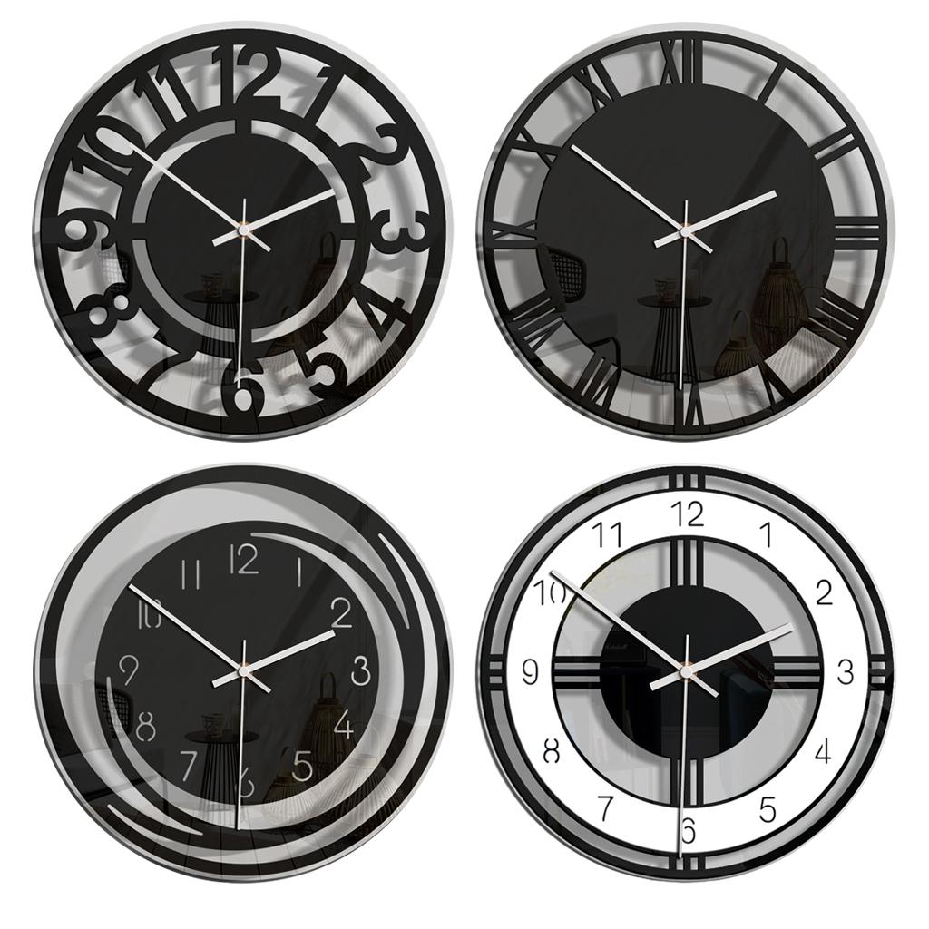 Round Wall Clock, 11 inch Battery Operated, Creative Fashionable Nordic Style, Non Ticking Digital