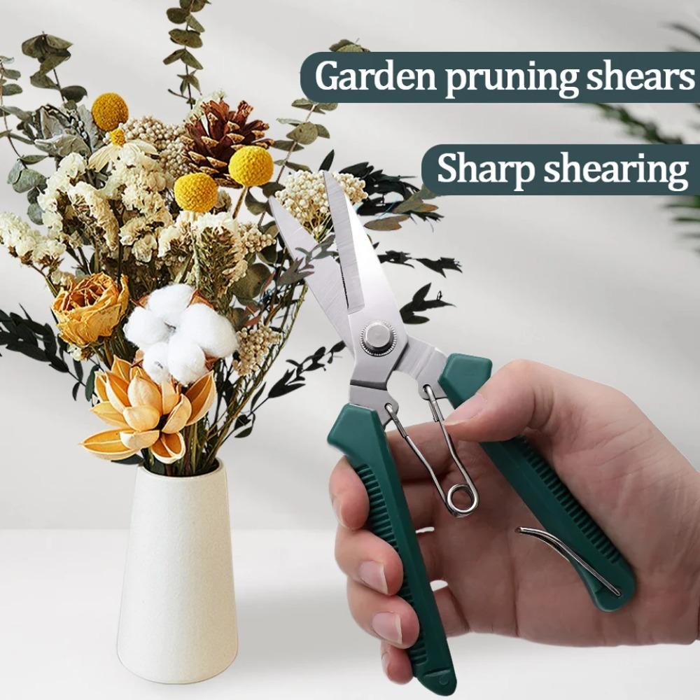 1PC 190mm Straight Head Pruning Shears Stainless Steel Non Slip Handle Garden Scissors for Bonsai Household Use