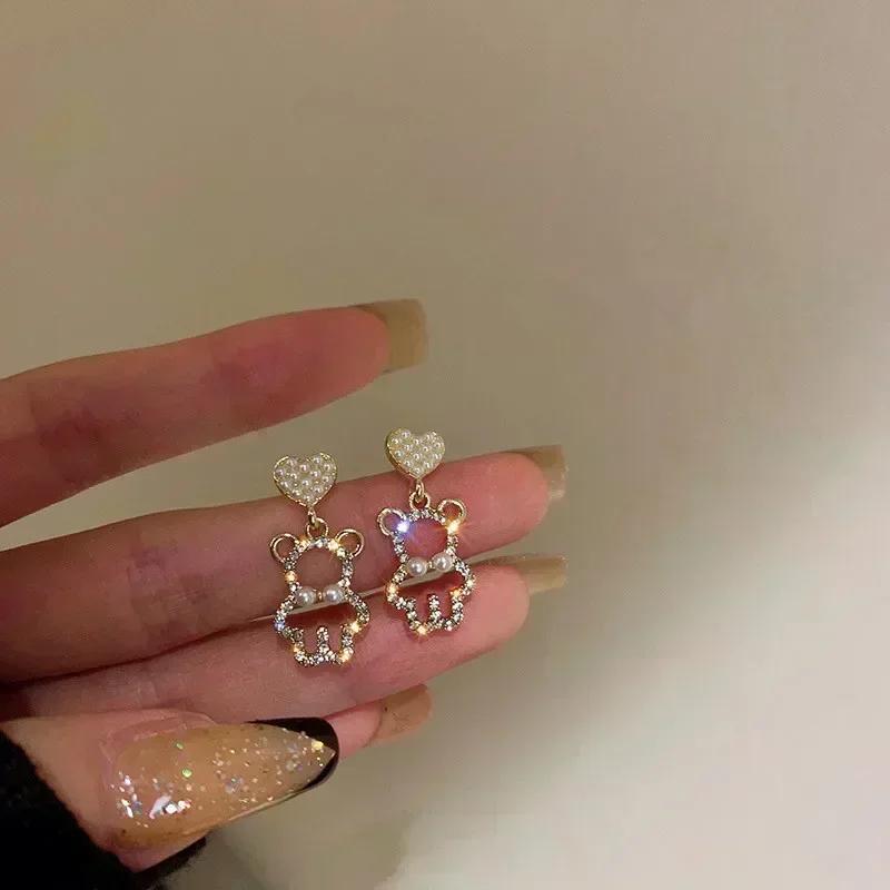 Super Sparkling Crystal Golden Earrings for Women Personalized Exquisite Daily Accessories Party Jewelry Birthday Gifts