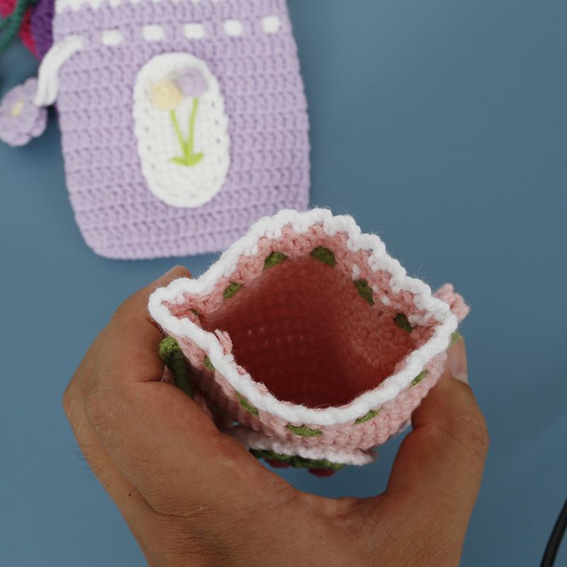 Handmade Sweet Knit Crochet Drawstring Coin Purse