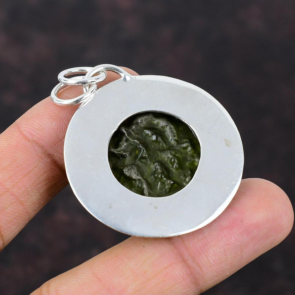 Moldavit-Anhänger, handgefertigt, wunderbarer Schmuck, 925er Sterlingsilber-Anhänger, hochwertiger Edelstein-Schmuck, Geschenk für Mutter, Heilstein-Anhänger