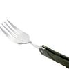 Stainless Steel Portable Folding Cutlery Set Fork Knife With Green Pouch Survival Camping Bag Outdoor Cutlery Container New