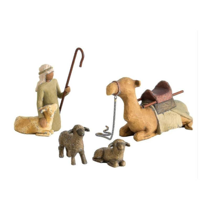 Willow Hand Tree Painted Sculpted Figures Shepherd Stable Animals Ornaments Toy