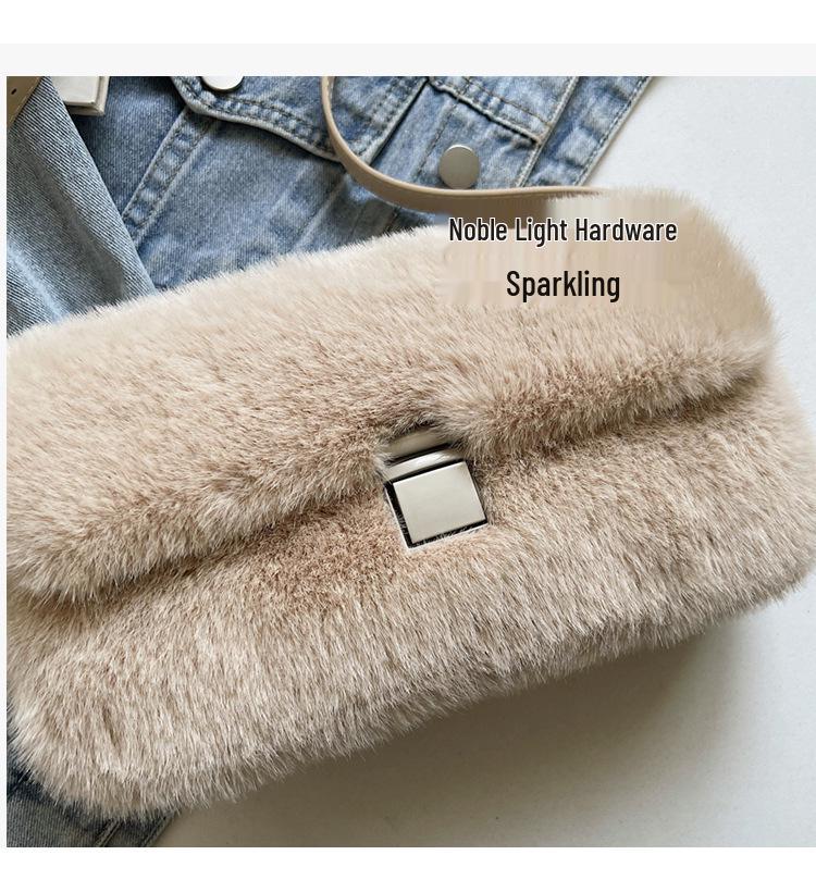 Niedliche Plüsch-Umhängetasche in Bonbonfarbe - Modische kleine quadratische Handtasche für Damen für Herbst/Winter