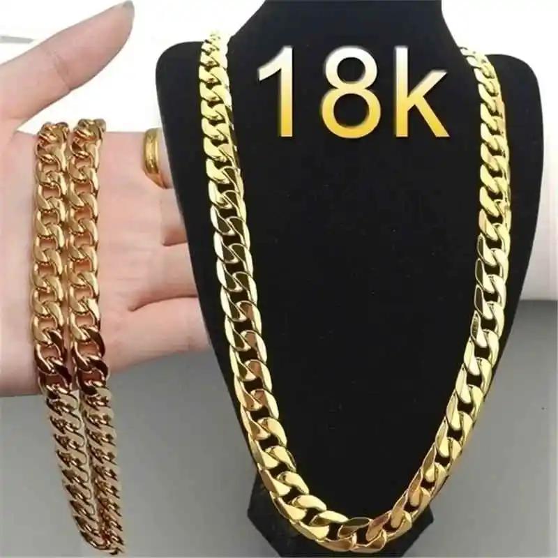 Offerta speciale Collane in oro 18K Timbro 925 Colore argento Catena classica 8MM laterale per Uomo donna Gioielli raffinati Festa di matrimonio
