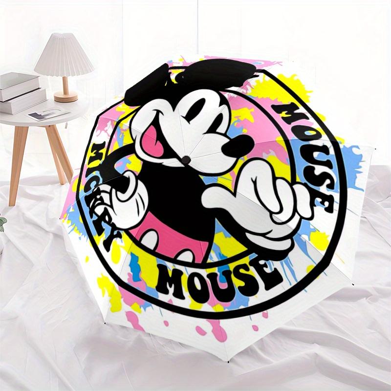 

1pc Mickey Mouse Colorful Splash Design Pattern Automatic 3-Fold Umbrella, 8 Iron Frames, High-Value Folding Umbrella, Suitable for Office,