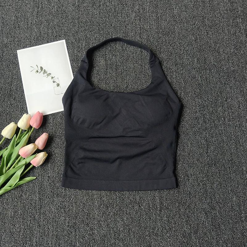 Women's Square Neck Deep Open Back Halter Bralette - Thick Straps, Slim-Fit, Removable Pads, Outerwear-Friendly