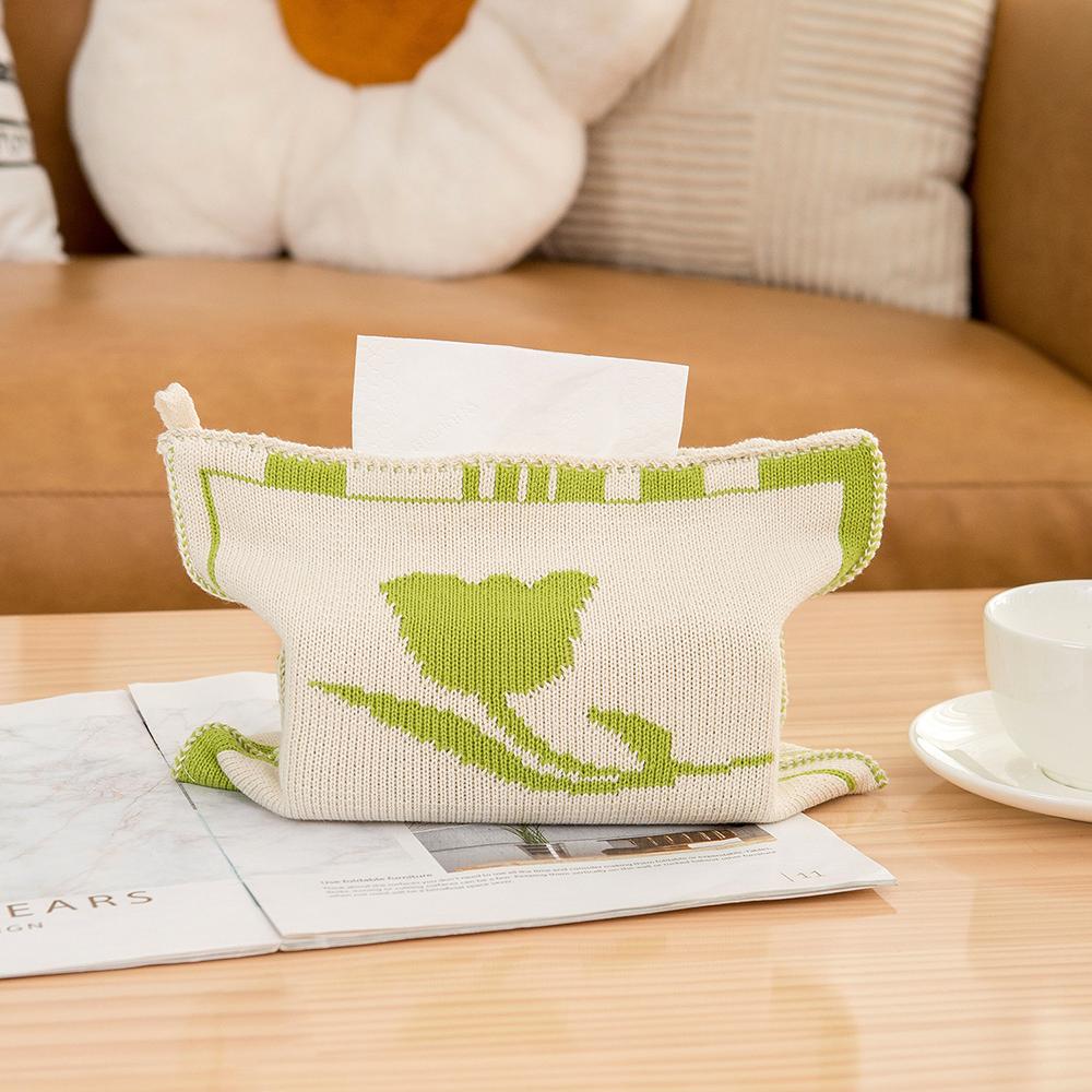 Nordic Knitting Tissue Box Modern American Living Room Hotel Table Tissue Box Car Tissue Holder Decorative Organizer Tissue Bag