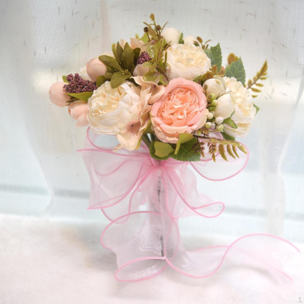 Bride Bridesmaid Wedding Bouquet,Artificial Flowers Elegant Artificial Romantic Throw