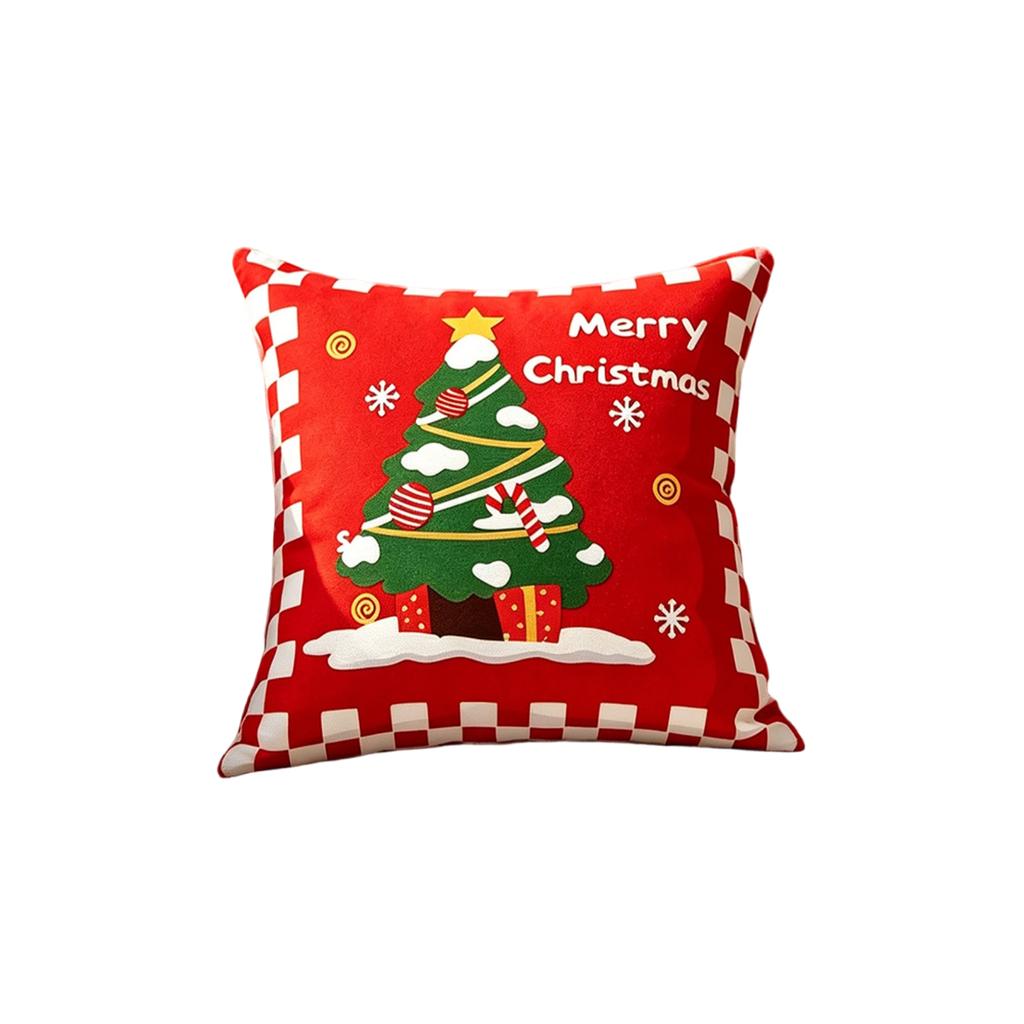 Christmas Festive Pillowcase, Imitation Embroidery Holiday Decoration, American Throw Pillow, Living Room Sofa Cushion, Bay Window Pillowcase