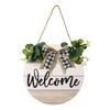 Welcome Front Door Round Wood Sign Hanging Eucalyptu Farmhouse Porch Spring Gift for Decorations