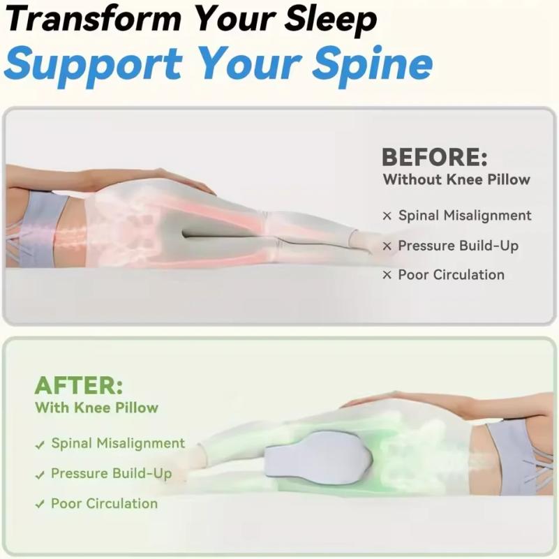 Memory Foam Large Leg & Knee Pillow for Side Sleeping - Between Legs Pillow for Sciatica, Back, HIPS, Knees, Joints Discomfort