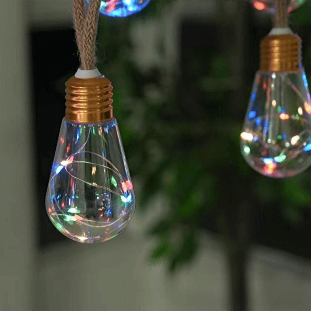 10/16 LED Solar-Lichterkettenbirnen mit Hanfseil Lichterkette Party-Dekoration