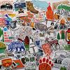 50pcs American Camping Stickers Outdoor Decals Funny Cooler Box Stickers Camping Goods