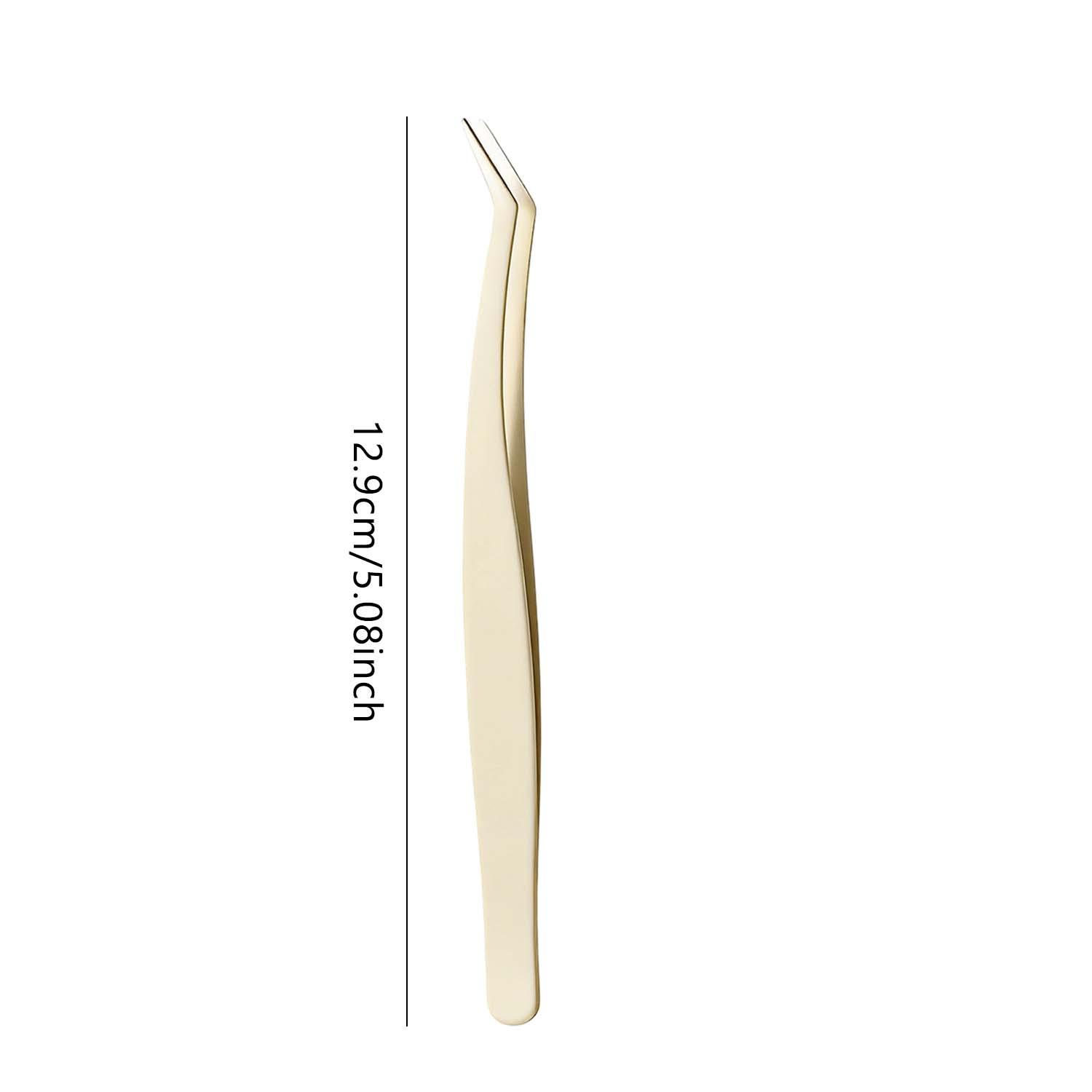 1-4pcs Stainless Steel Lash Tweezer Applicator Round-head Pointed-head Golden Feather Clip Professional Eyelash Extension Makeup