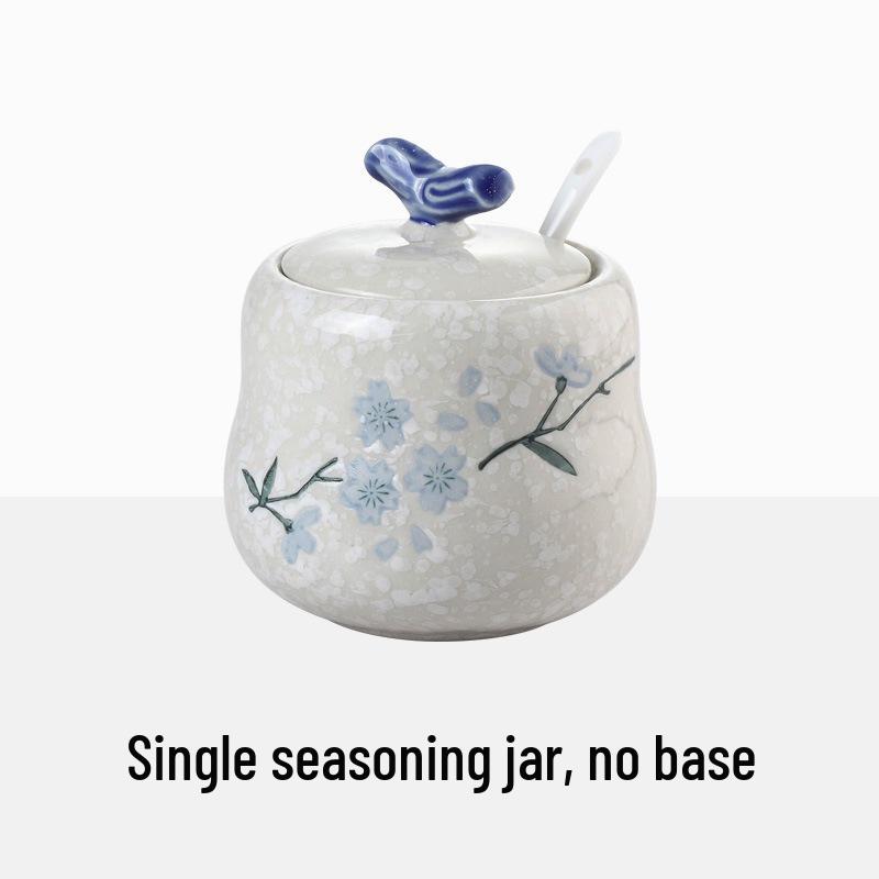 Ceramic Seasoning Jar with Lid & Spoon for Salt, Pepper, Sugar & Sauces