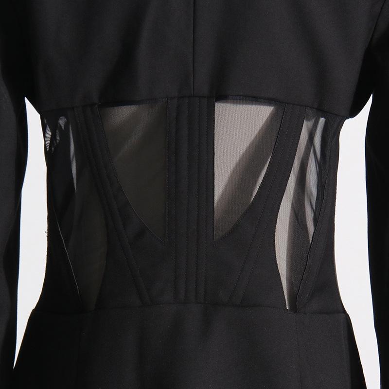 2025 Spring Trend: High-Grade V-Neck Mesh Hot Girl Suit Jacket for Women
