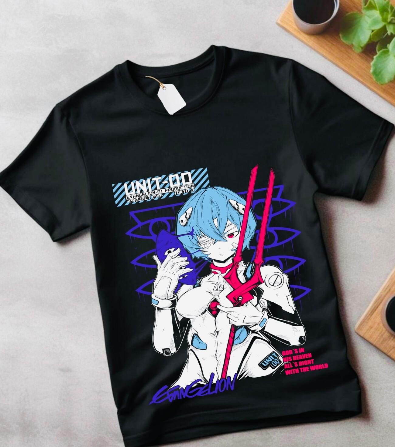 Унисекс футболка Neon Genesis Evangelion Рей Мисато Аска Вайфу Синдзи подарок футболка S