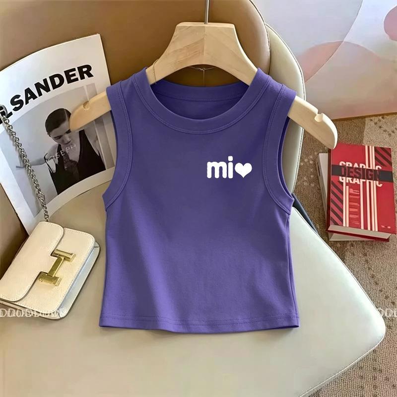 Korean Style Girls' Slim Fit Sleeveless Tank Top for Summer (Ages 6-12)