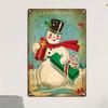 Vintage Snowman Metal Wall Art Outdoor Christmas Decor Pre Drilled Holiday Yard Sign