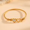 Retro Personality Evil Eye Micro Inlay Zircon Double Heart Bangles for Women Gold Color Stainless Steel Twist Bracelet Jewelry