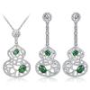 Light Luxury Ruby Necklace, Colored Treasure Earrings, Hollow Pattern Fulu Red Diamond Gourd Pendant, Simulated Emerald Set.