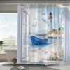 Open 1pcs Healing Bay Scenery Theme Digital Printed Shower Curtain, Suitable for All Seasons, Home Decor, Curtain Home Decor