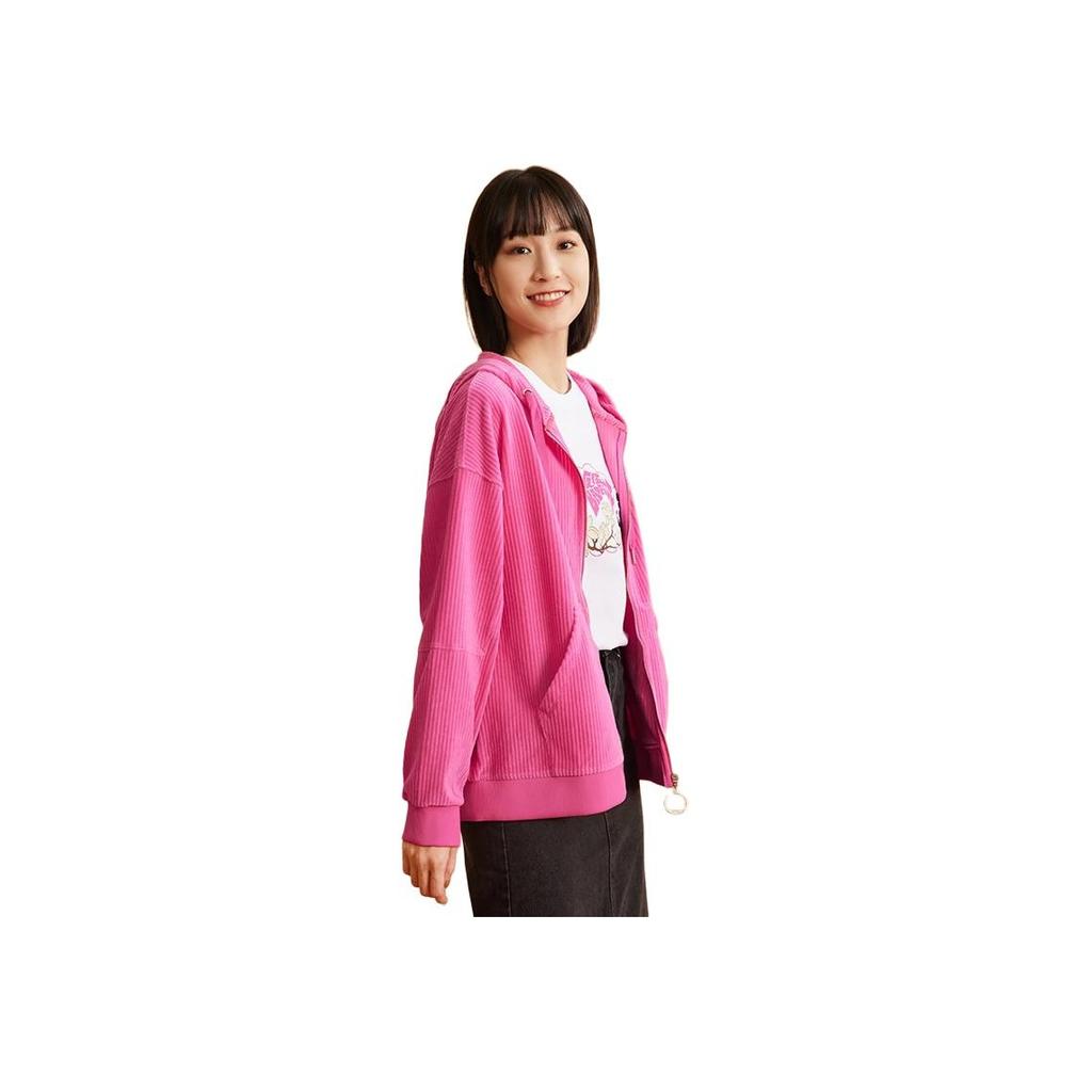 Li Ning Badfive Sports Basketball Series Casual Loose Hoodie Jacket Women Jacket Bright-Pink AWDR984-2