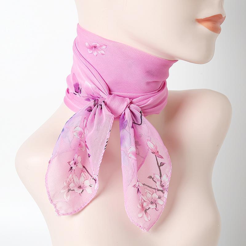 65cm Baotou Square Scarf Women's Spring and Summer Chiffon Printed Thin Cotton Scarf Versatile Decorative Scarf Hairband