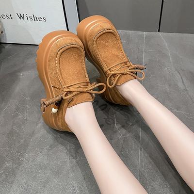 Fashion 9cm Platform Loafers Women 2025 Summer Versatile New Lace-up Tassel with Skirt Single Shoes