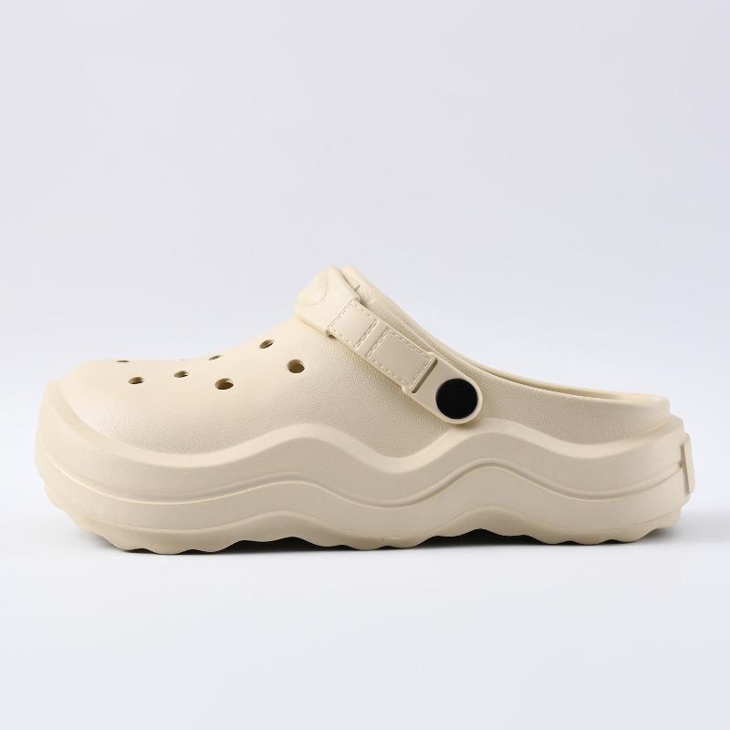 Hole shoes men's summer new bag head half slippers thick sole height increase couple wear non-slip beach shoes