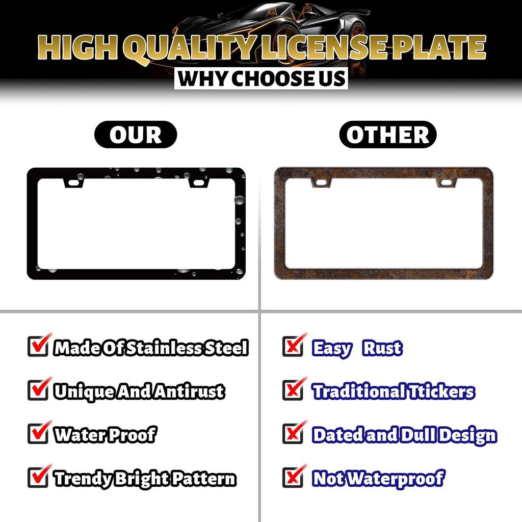 Pink Flamingo License Plate Frame Beautiful Glitter Animal License Plate Holder For Car Decorative Stainless Steel Colorful License Plate Flamingos