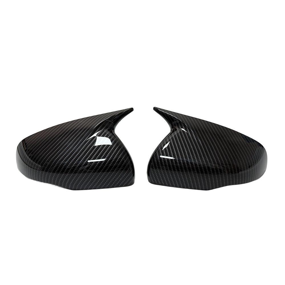 For Kia Carnival ABS Carbon/ Black Car Rearview Side Mirror Cover Wing Cap Exterior Door Housing Trim Adhesive Sticker