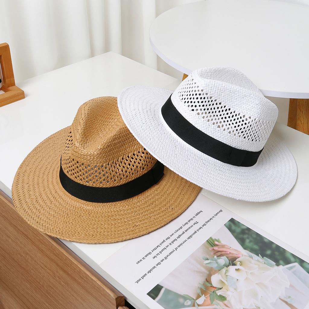 Spring And Summer White Men'S Hat Sun Protection Beach Hat Women'S Summer Jazz Hat Trendy Panama Hat