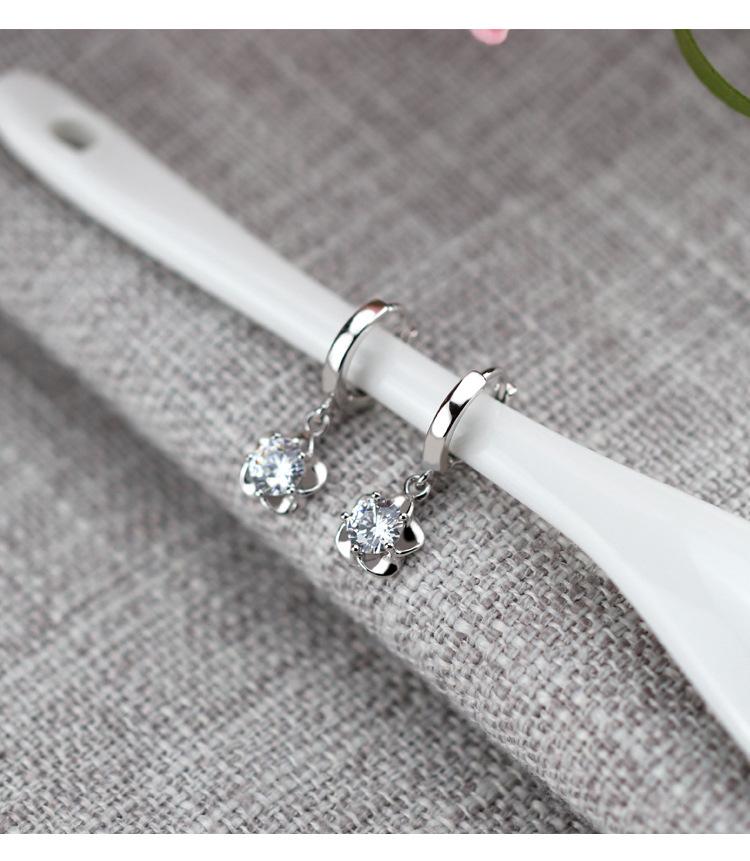 Fashion Earrings Jewelry 925 Sterling Silver Hoop Earring Flower Zircon Earrings Women белый