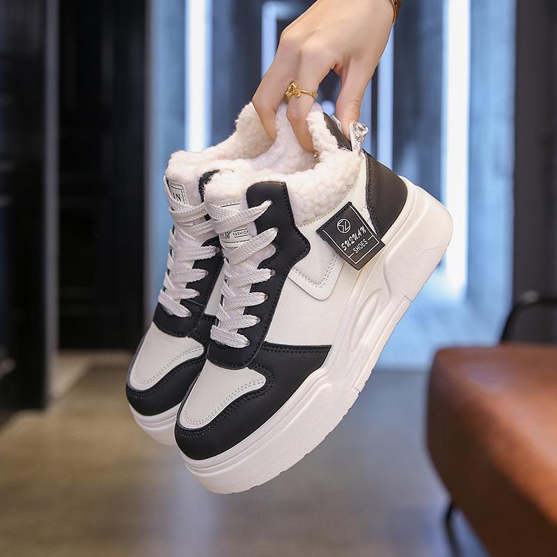 2025 winter velvet warm platform cotton shoes women's Korean version high-top ins tide student leisure sports women's shoes K2705
