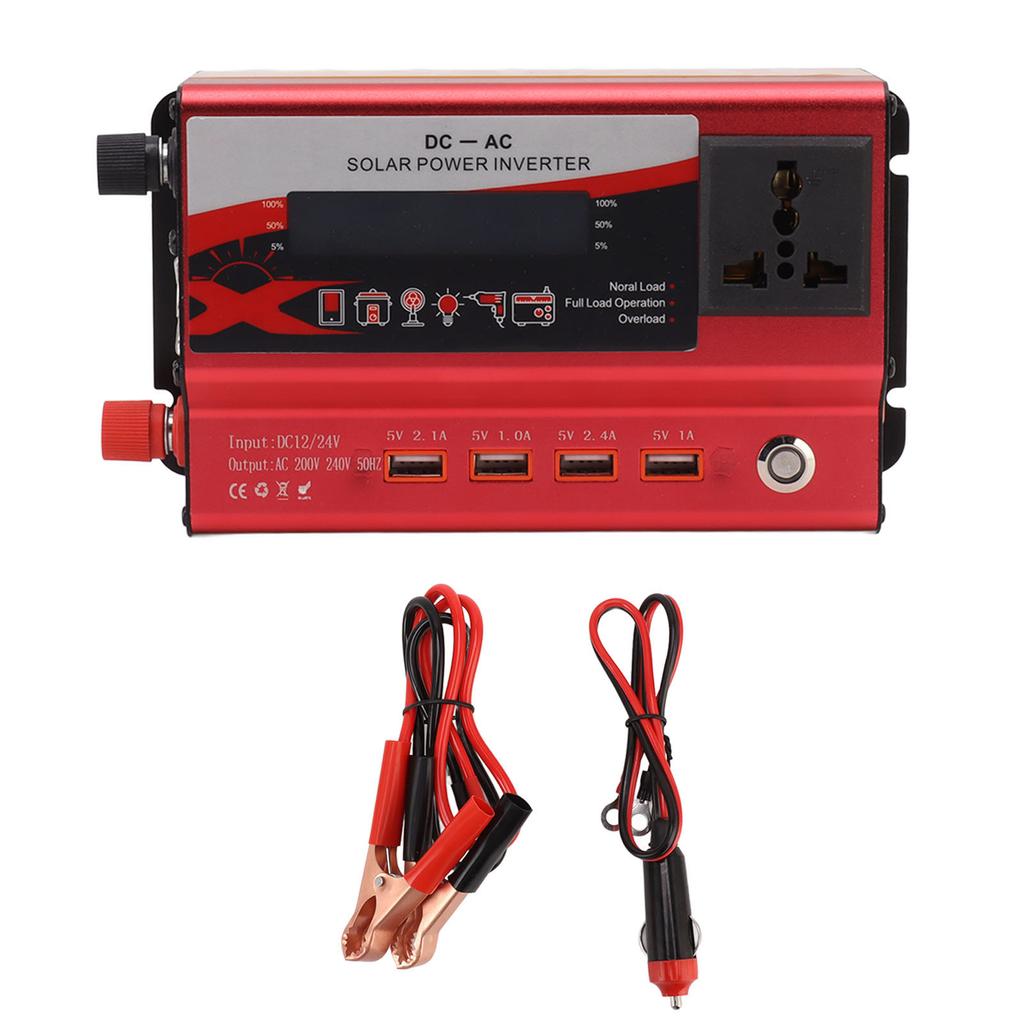 420W Car Inverter with LED Display 4 USB Port Aluminum Alloy Power Converter 12V to 220V
