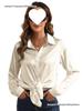 European & American Women's Long Sleeve Satin-Cotton Shirt - Solid Color, Spring & Autumn Bestseller