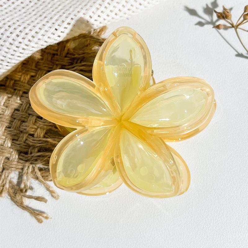 Colorful Contrasting Frangipani Hairpins Flower GrabbersSweet Back of The Head Updo Shark Hairpins