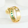 Vintage Female Purple Green Stone Dangle Ring Gold Color Zircon Round Rings For Women Dainty Wedding Bands Christmas Day Jewelry