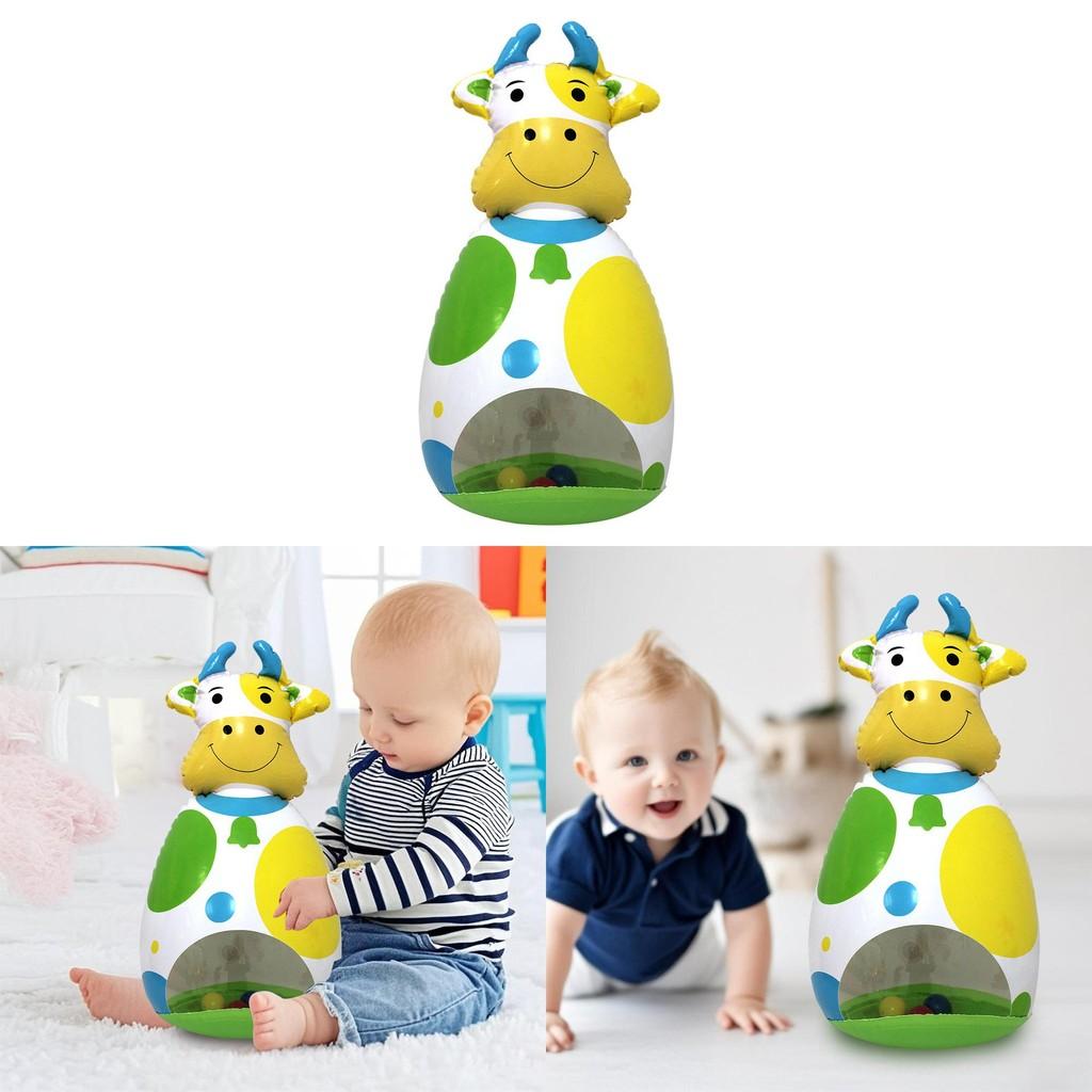 Pvc Children Plastic Inflatable Cow Bell Rattle Toy For Learning Play Gifts