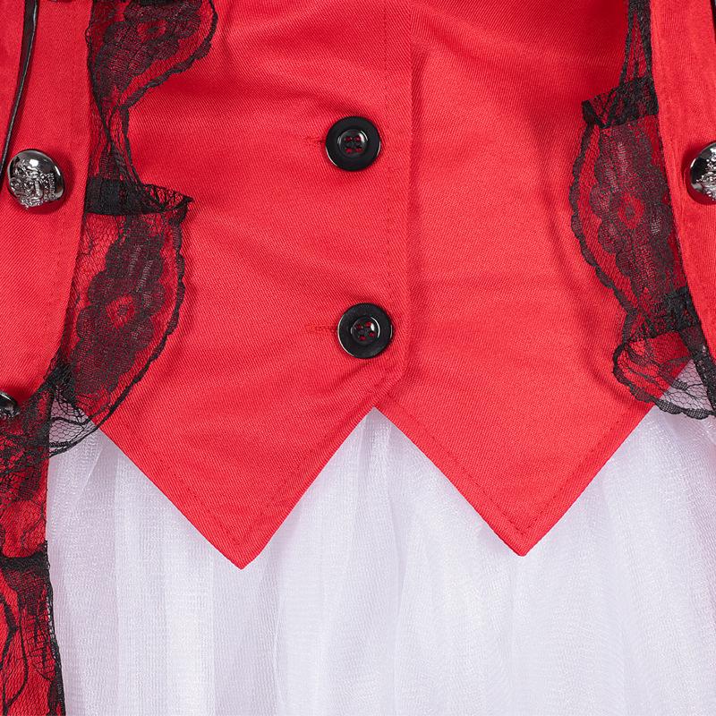 European & American Women's Medieval Lace Spliced Trench Coat Costume Set