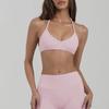 Set Sutien Sport Yoga Cu Bureți Detașabili Pantaloni Largi Talie Înaltă Pantaloni Scurți Femei Antrenament Fitness Dans