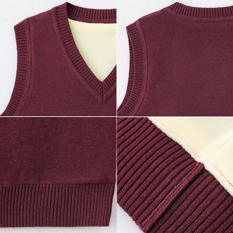 Parent-child Clothing for Boys and Girls, Sweater Vest, Warm Fleece Knitted Vest, Autumn and Winter Thickened Vest