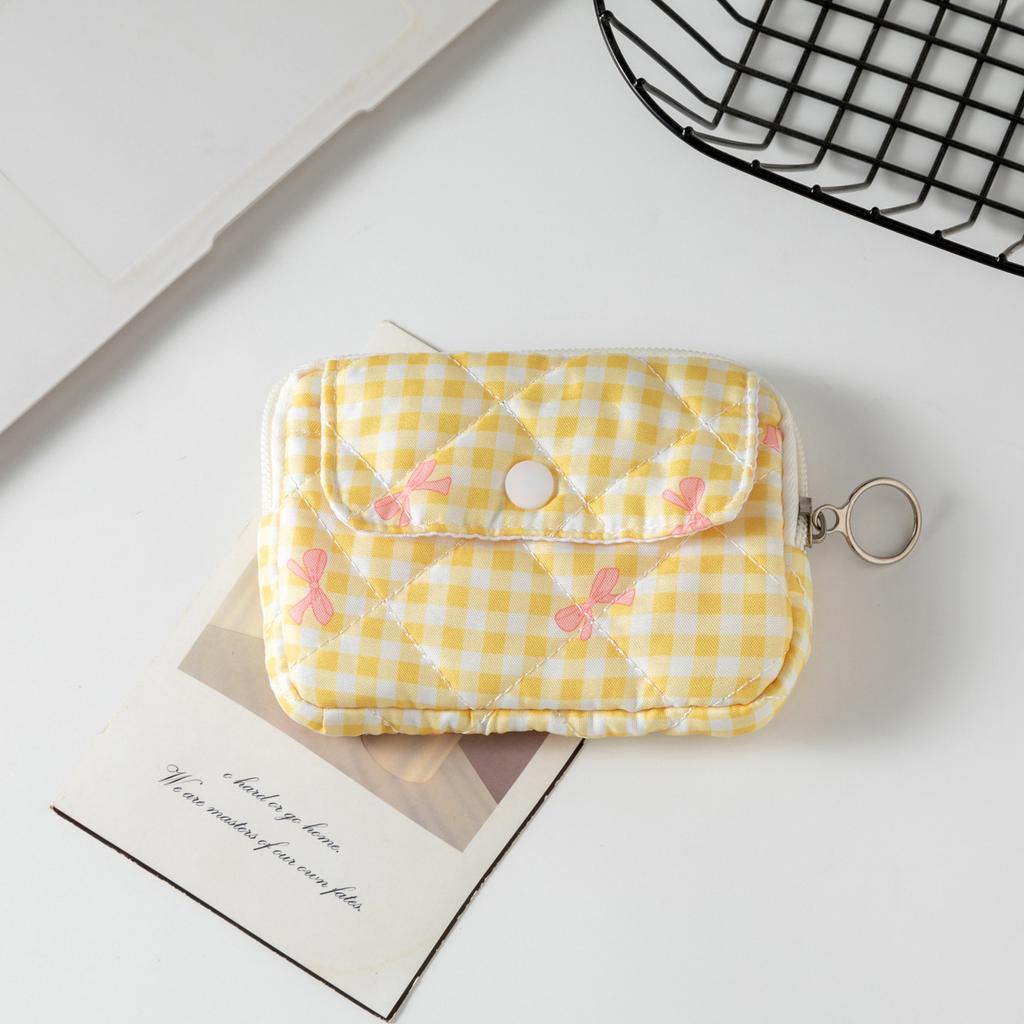 Bow Mini Zipper Credit Card Holder Organizer Wallet Earphones Keys Cards Small Portable Zip Pocket with Keyring for Women Men