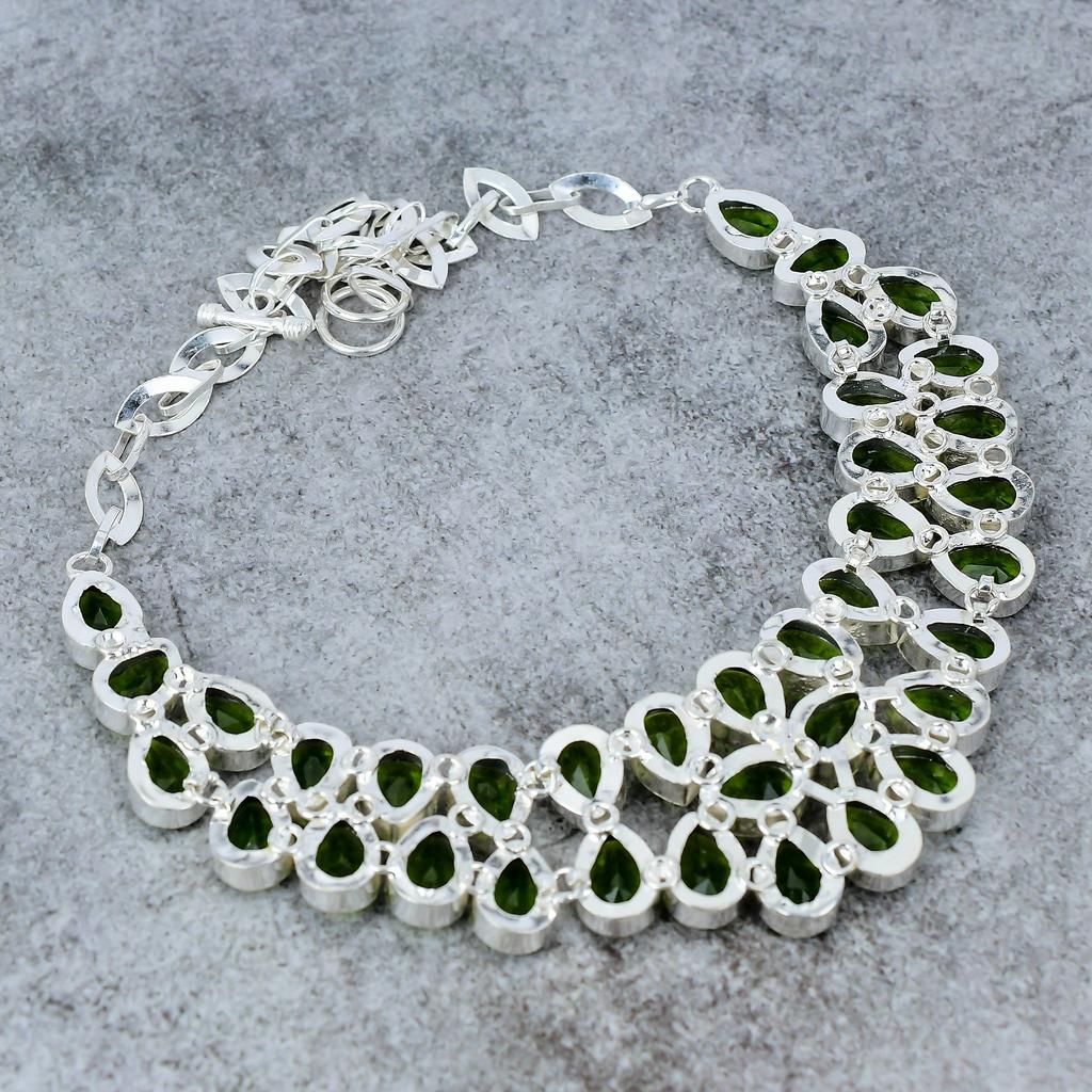 Peridot Gemstone Handmade 925 Sterling Silver Jewelry Necklace 18" M-317